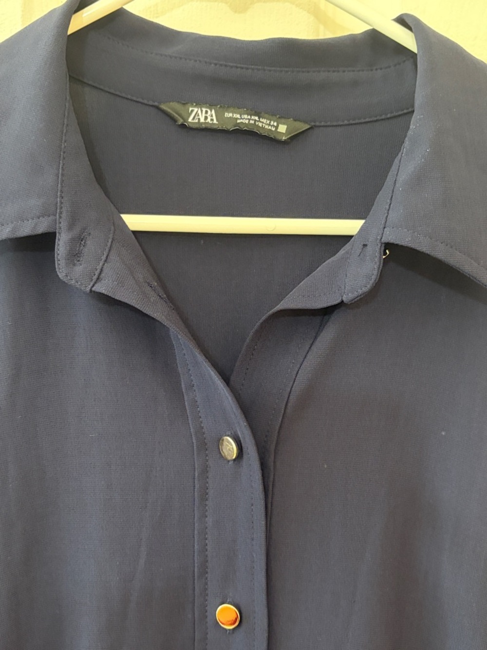 Zara Navy Long-Sleeve Button-Front Maxi Dress - Picture 3 of 5